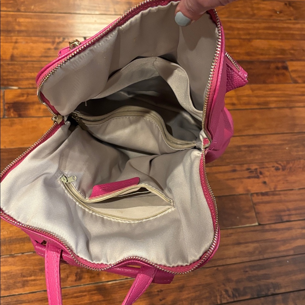 Hot Pink Italian Leather Backpack from Florence - Picture 5 of 9